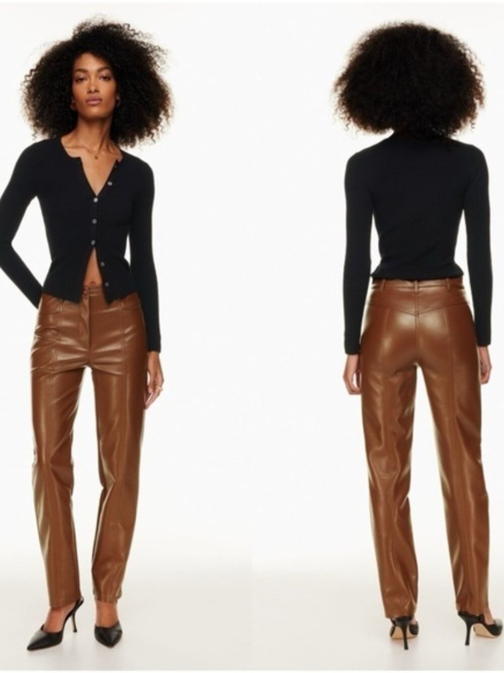 Aritzia Wilfred Vegan Leather Rebel Pant Cognac High Rise Size 4